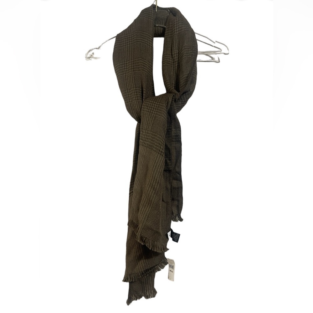 Banana Republic Brown Wool Blend Houndstooth Striped Medium Weight Unisex Scarf